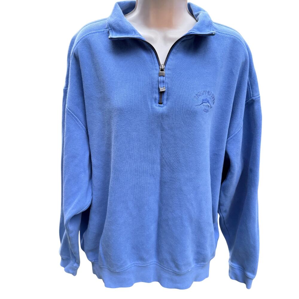 Tommy Bahama | Large Cozy Cotton Blue Pullover Sweater Coastal